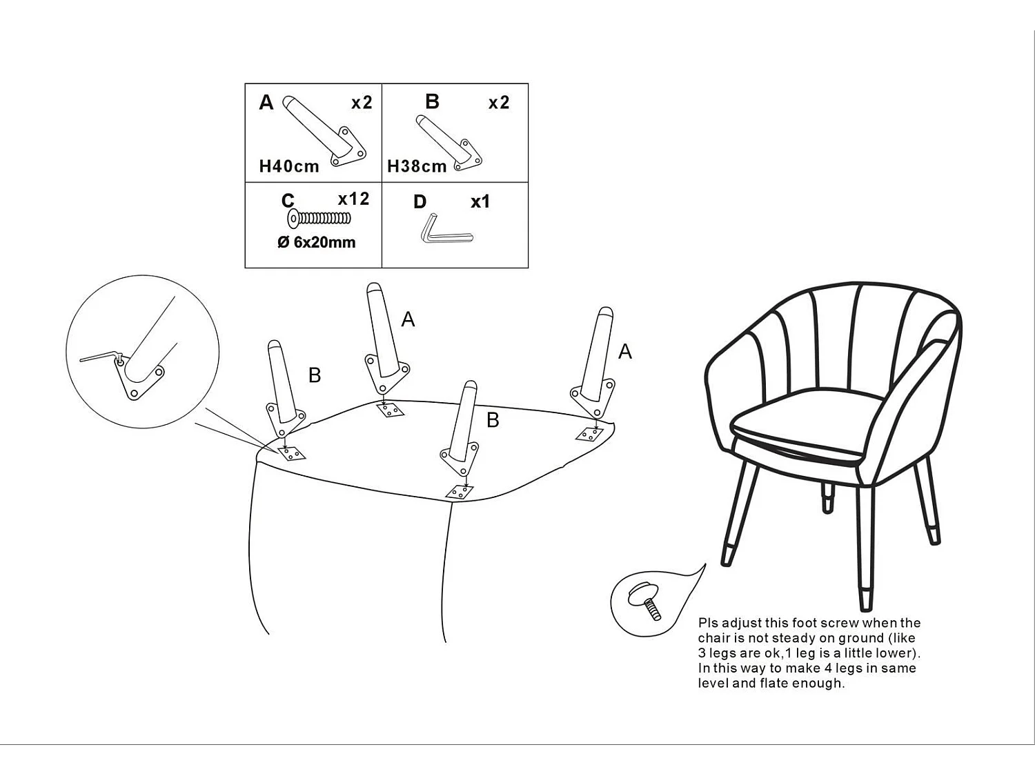 Fauteuil Design en Tissu "Paris" 78cm Vert