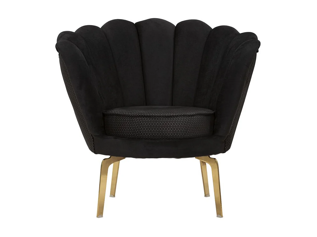 Poltrona in tessuto nera con gambe dorate cm 83x76x78