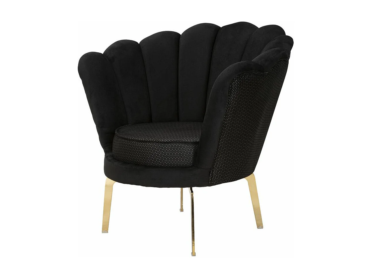 Poltrona in tessuto nera con gambe dorate cm 83x76x78