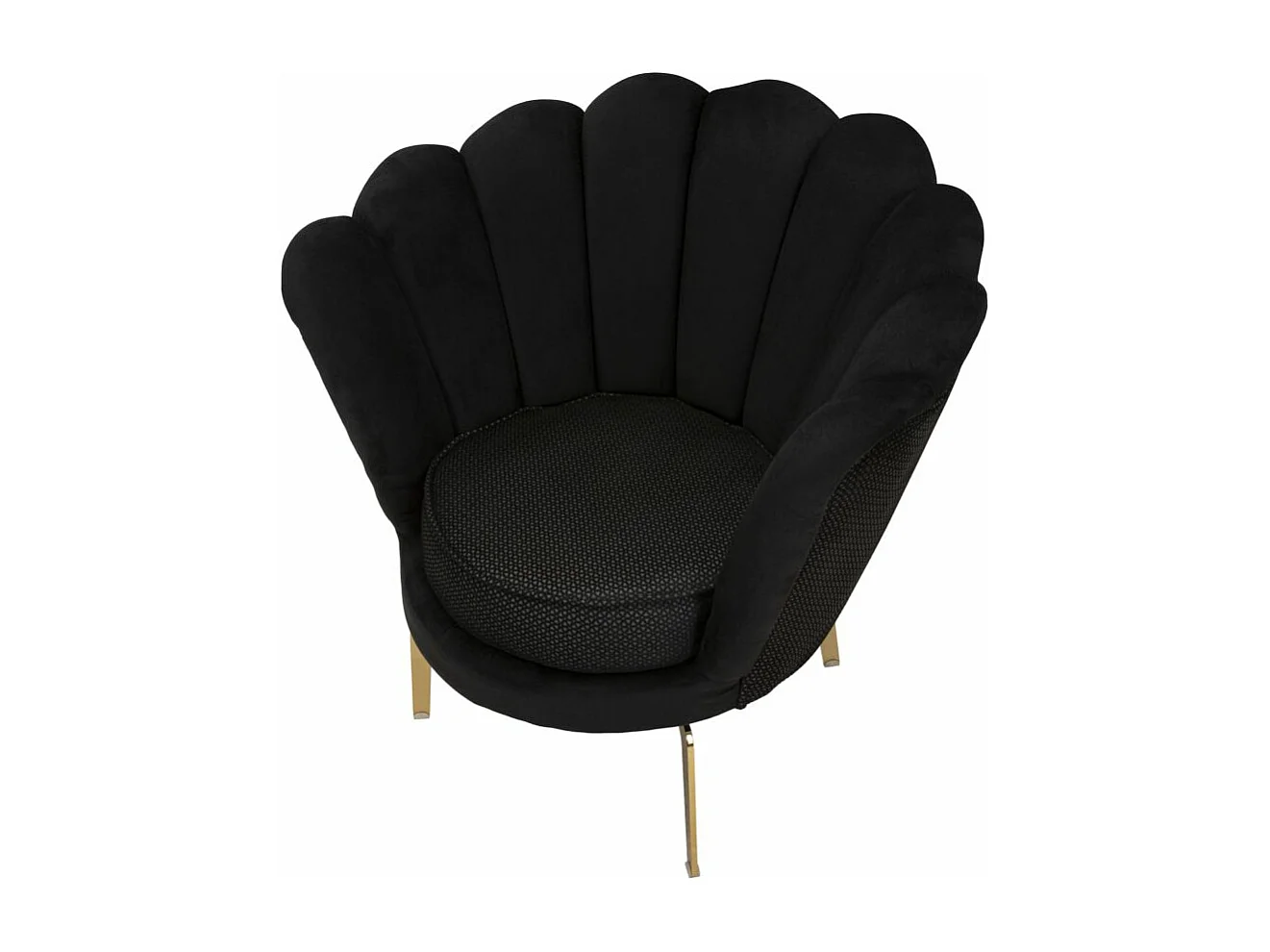 Poltrona in tessuto nera con gambe dorate cm 83x76x78