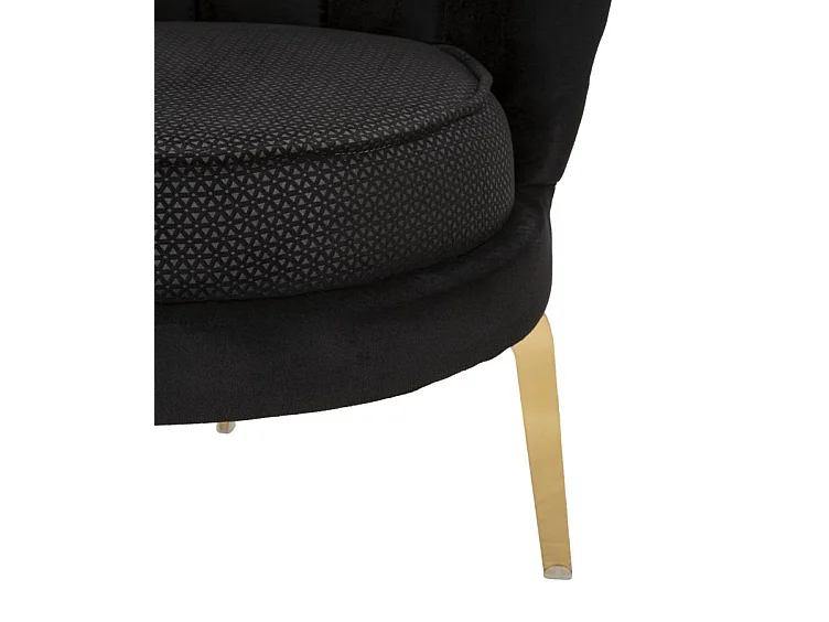 Poltrona in tessuto nera con gambe dorate cm 83x76x78