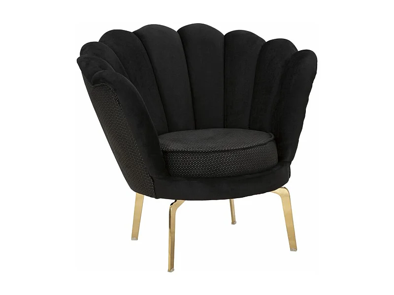 Fauteuil en tissu noir avec pieds dorés cm 83x76x78