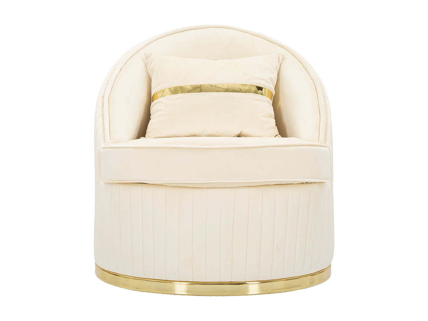 Poltrona in tessuto beige e dorata Ø cm 75x80