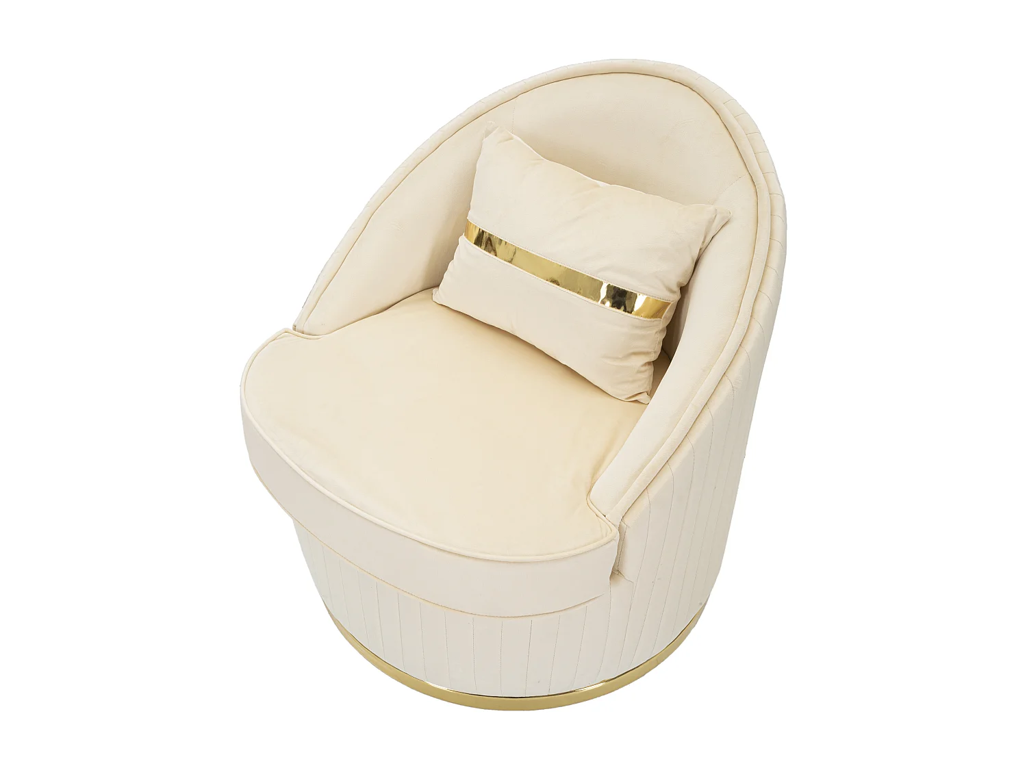 Poltrona in tessuto beige e dorata Ø cm 75x80