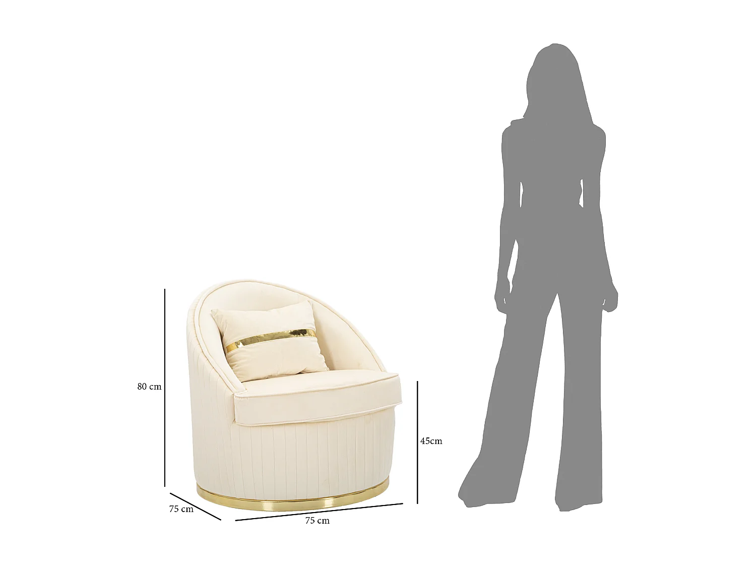 Poltrona in tessuto beige e dorata Ø cm 75x80