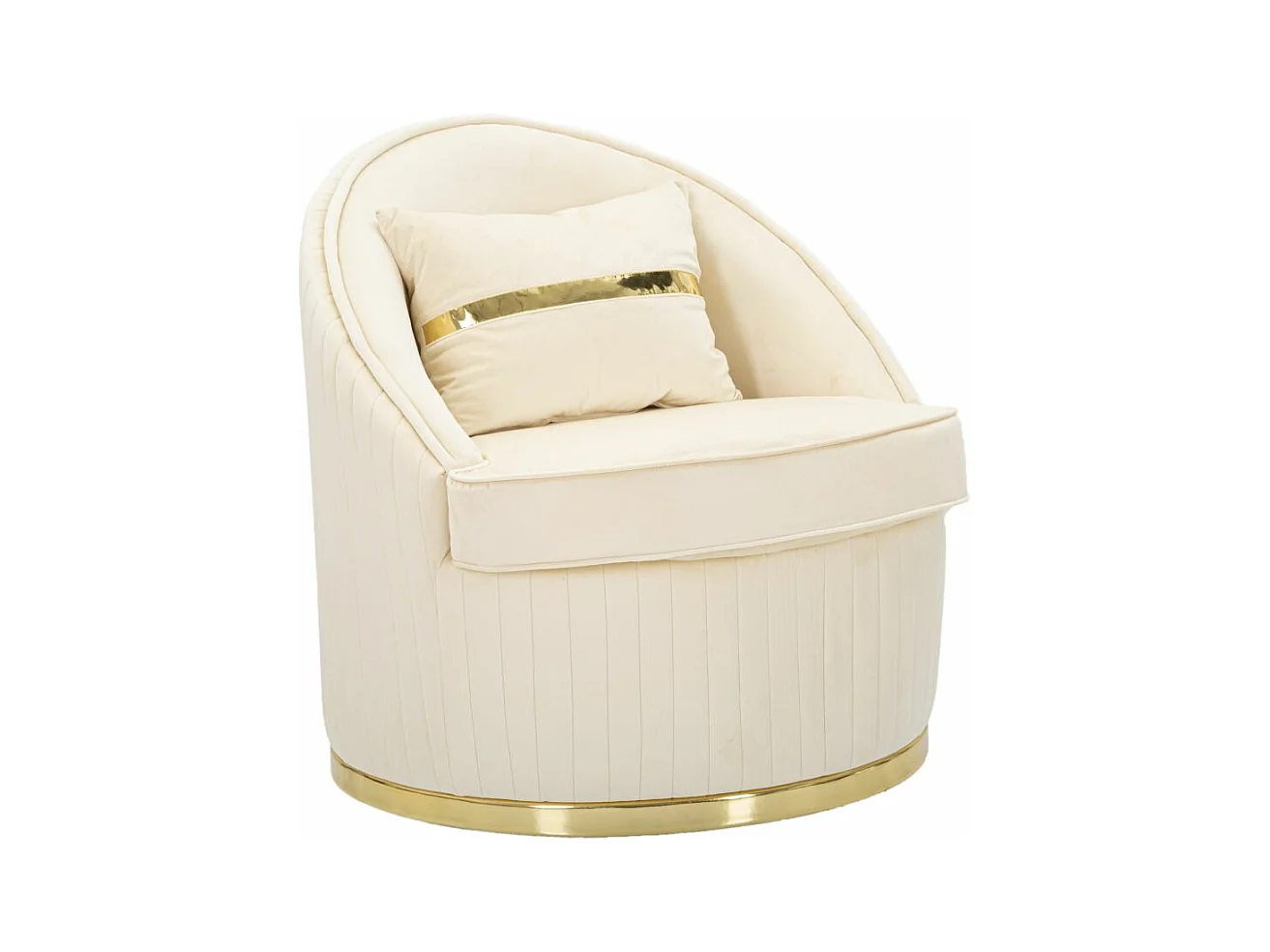 Fauteuil en tissu beige et doré Ø cm 75x80