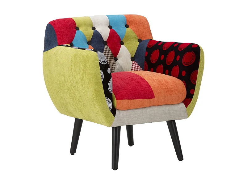 Fauteuil Design Patchwork "Impérial" 78cm Multicolore