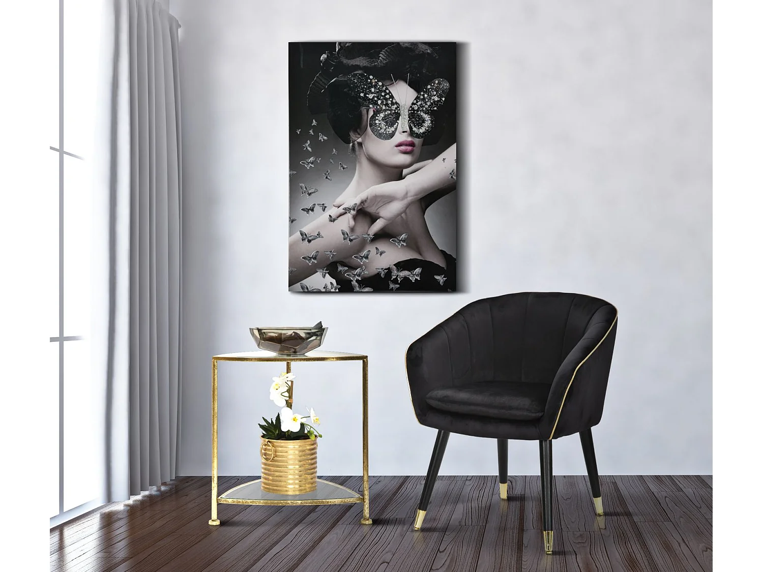 Fauteuil Design en Tissu "Paris" 78cm Noir