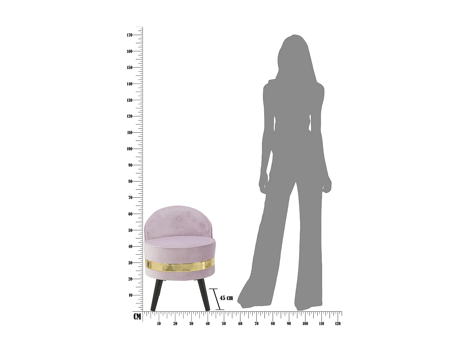 Chaise mini avec dossier en tissu rose Ø cm 45x62