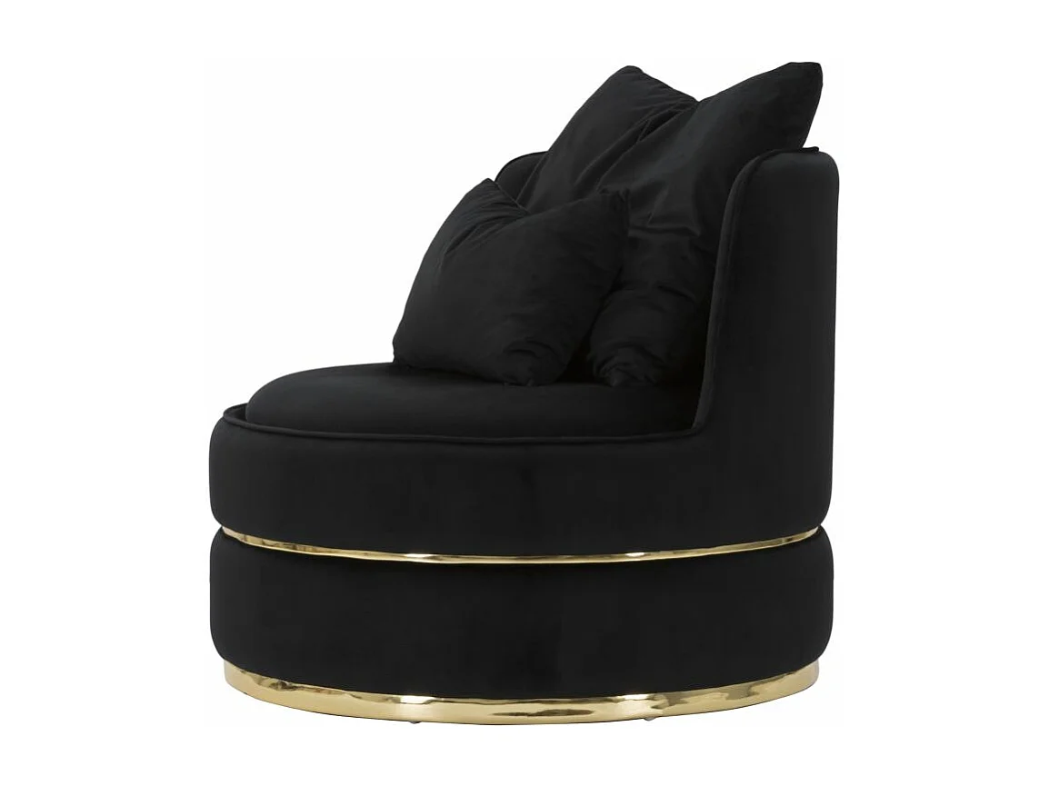 Fauteuil en Velours Design "Paris" 84cm Noir & Or