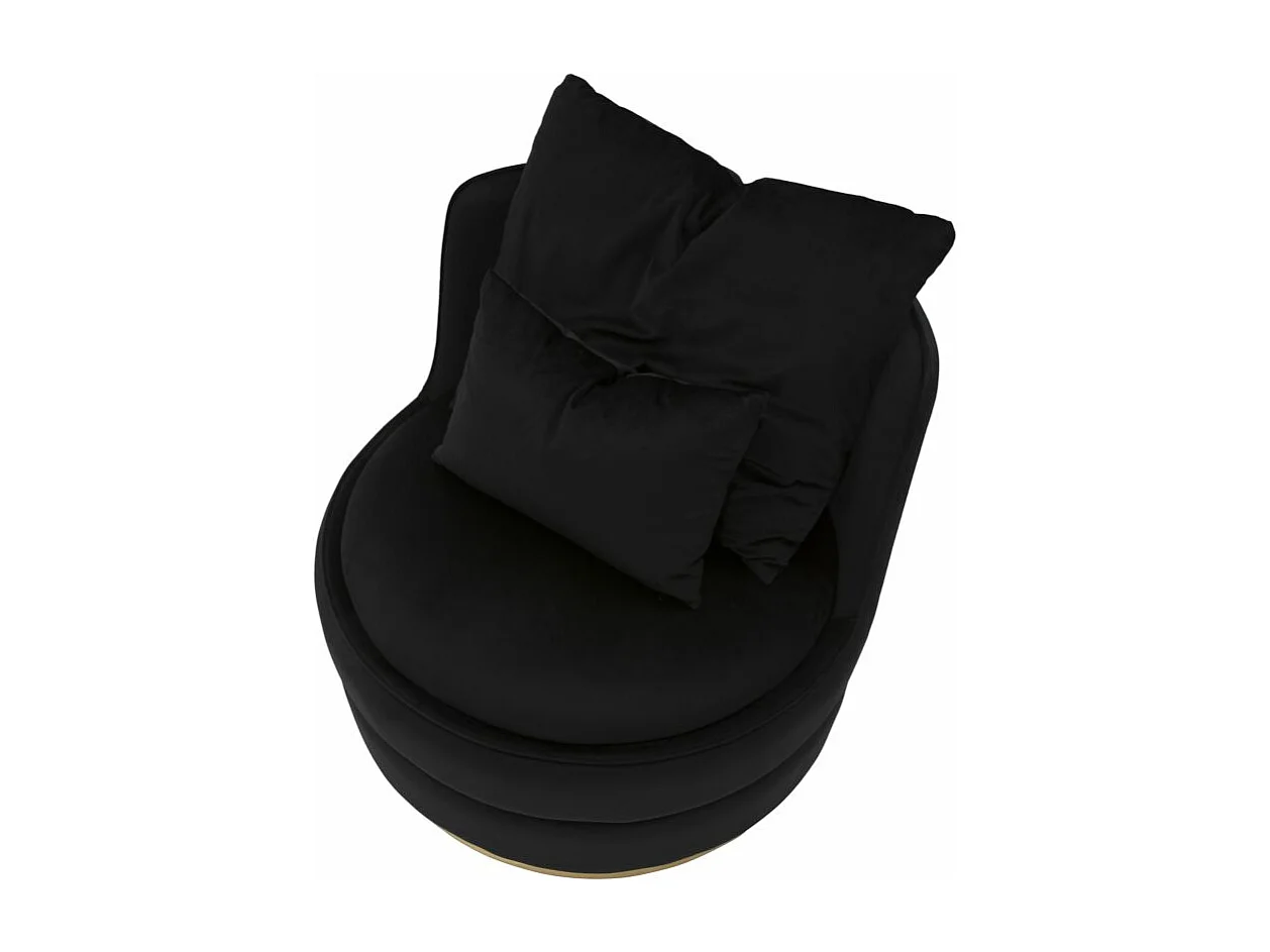 Fauteuil en Velours Design "Paris" 84cm Noir & Or