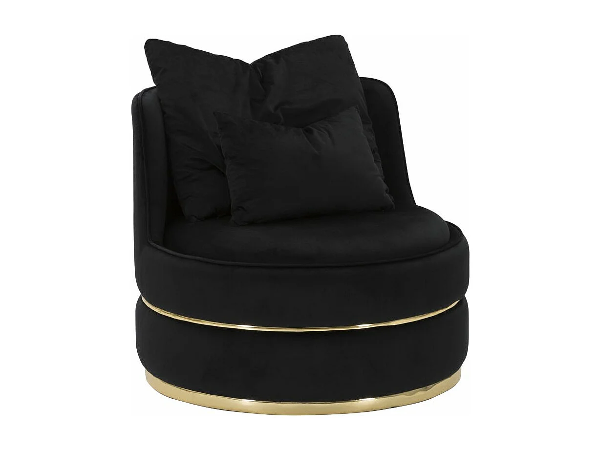 Fauteuil en Velours Design "Paris" 84cm Noir & Or