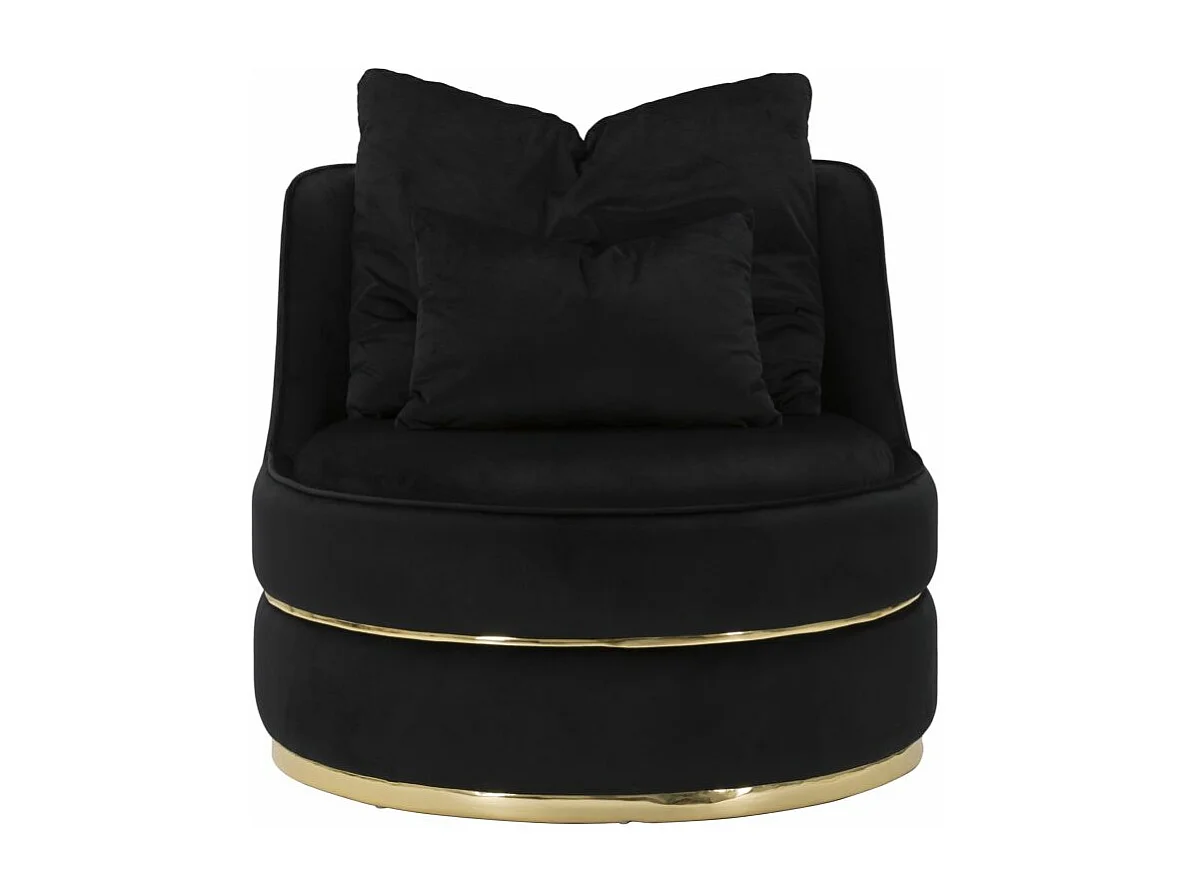 Fauteuil en Velours Design "Paris" 84cm Noir & Or