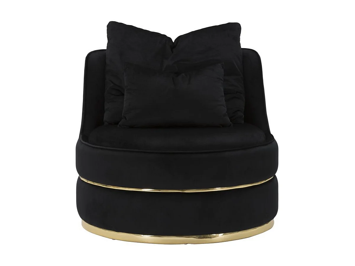 Fauteuil en Velours Design "Paris" 84cm Noir & Or