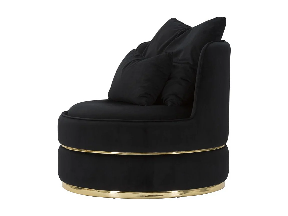 Fauteuil en Velours Design "Paris" 84cm Noir & Or