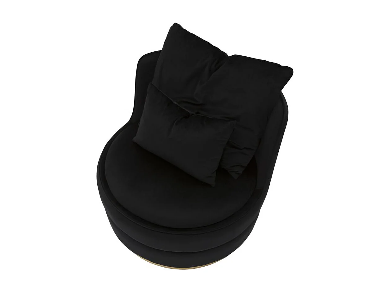 Fauteuil en Velours Design "Paris" 84cm Noir & Or