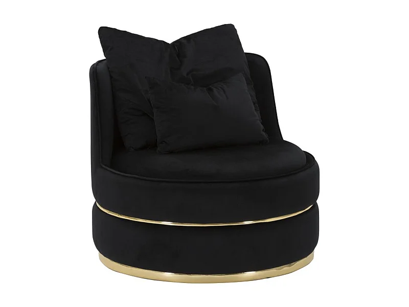 Fauteuil en Velours Design "Paris" 84cm Noir & Or