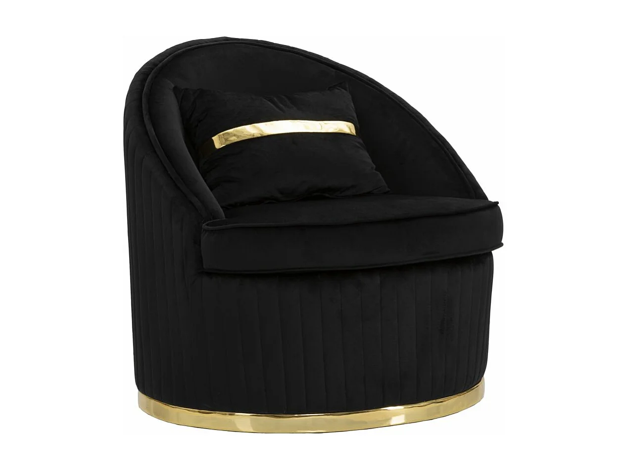 Fauteuil en tissu noir et doré Ø cm 75x80