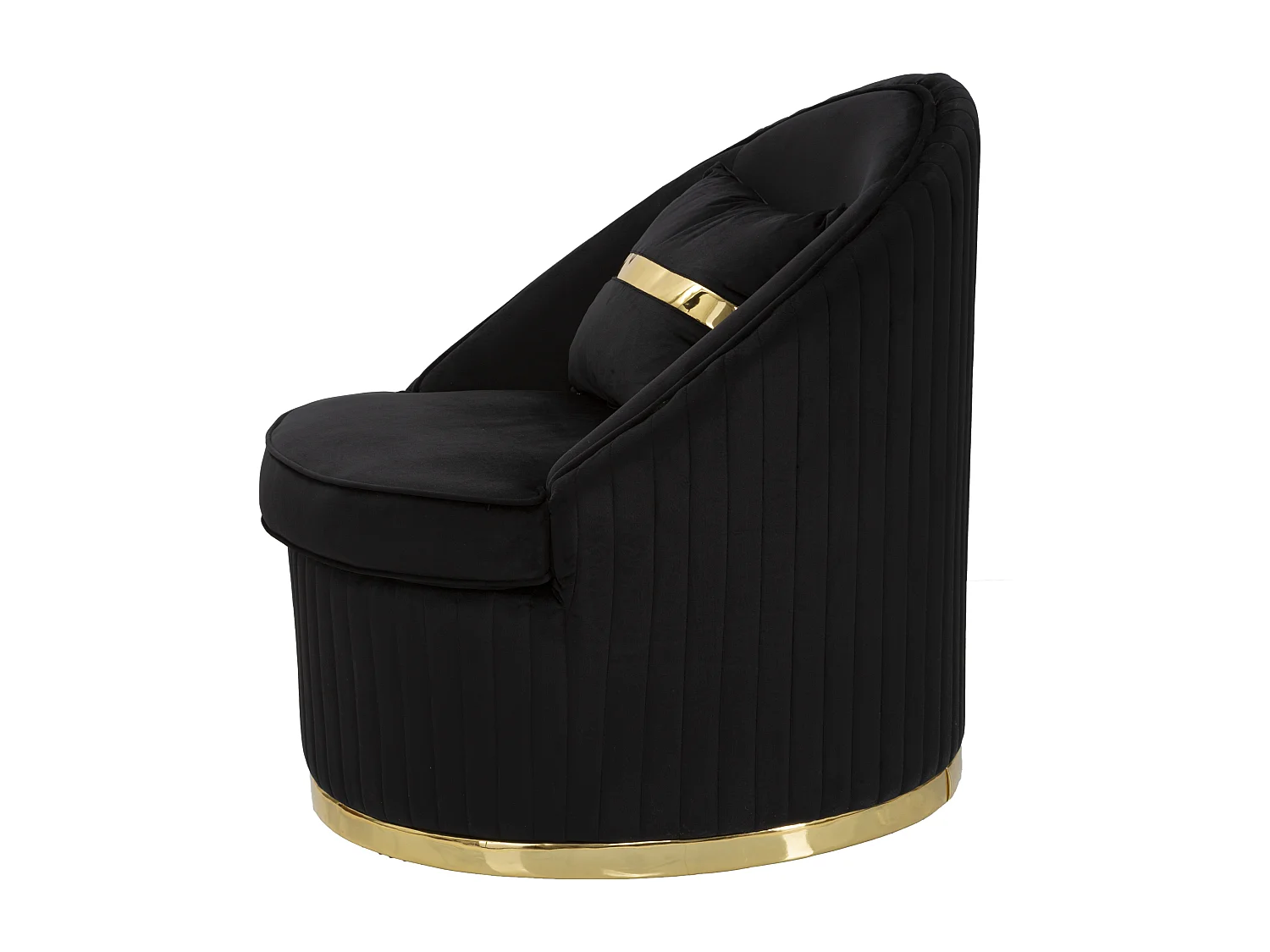 Fauteuil en tissu noir et doré Ø cm 75x80
