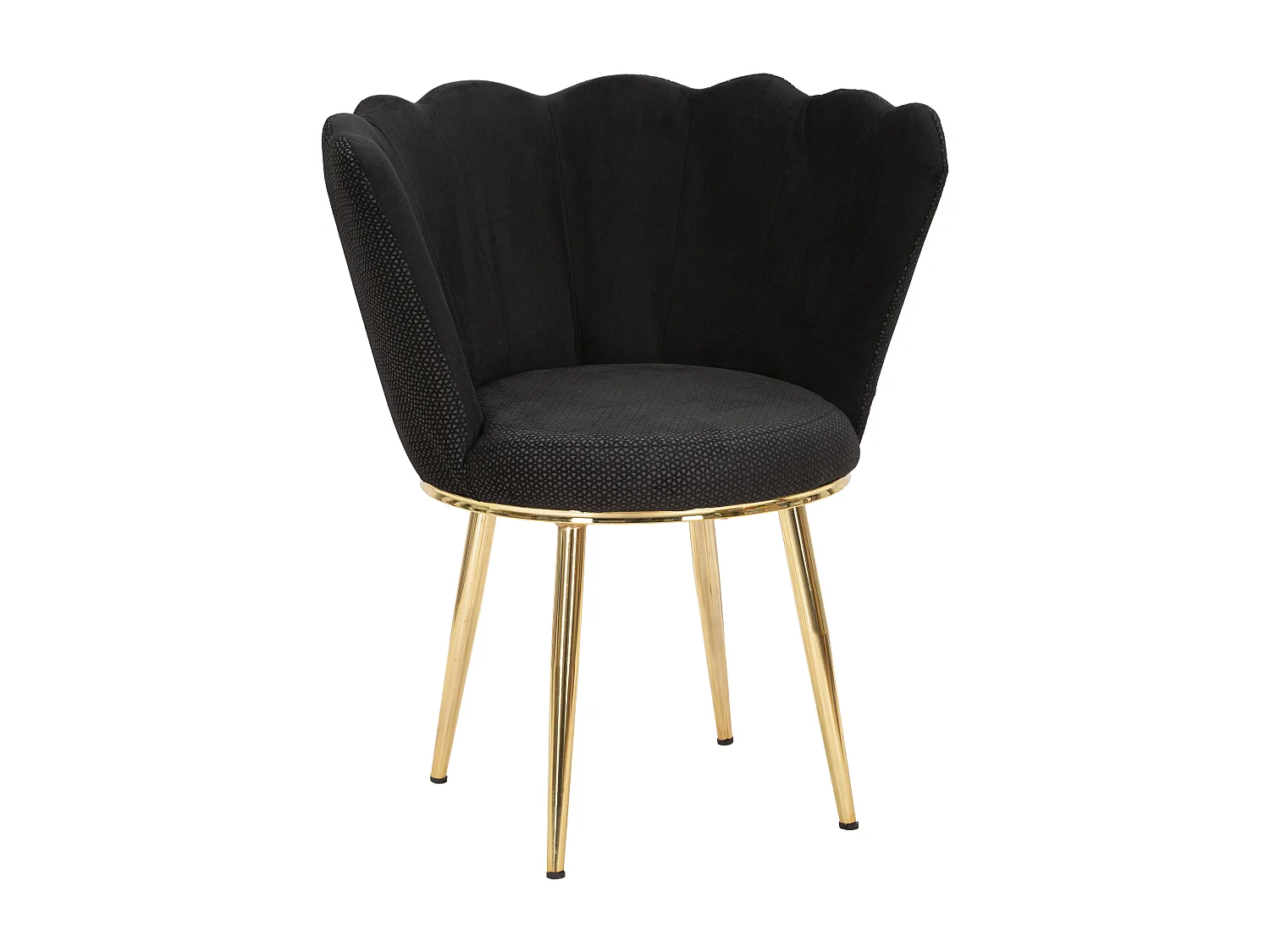 Fauteuil en tissu noir avec pieds dorés cm 70x63x83