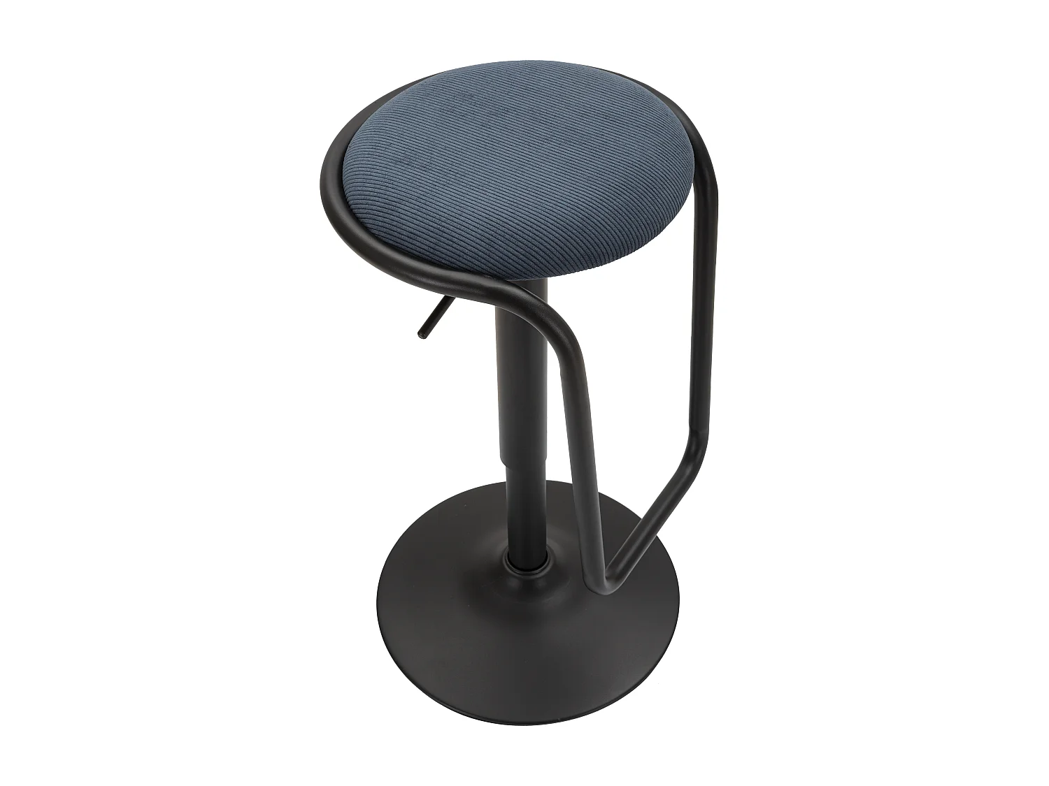 Tabouret de Bar Réglable en Tissu "Destiny" 61-83cm Noir & Bleu