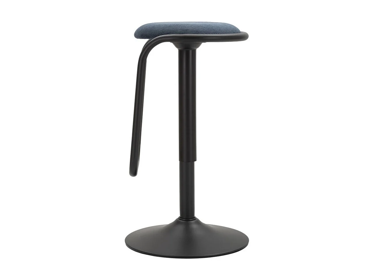 Tabouret de Bar Réglable en Tissu "Destiny" 61-83cm Noir & Bleu