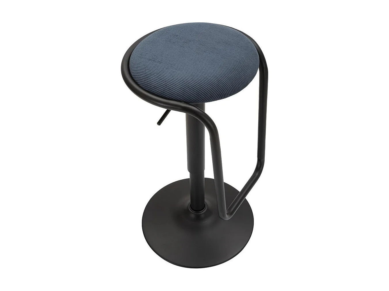 Tabouret de Bar Réglable en Tissu "Destiny" 61-83cm Noir & Bleu