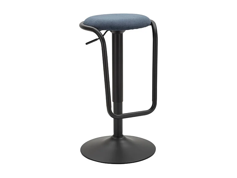 Verstellbarer Barhocker Destiny 61-83 cm Schwarz & Blau Cordstoff mit Fußstütze Skandinavisches Design