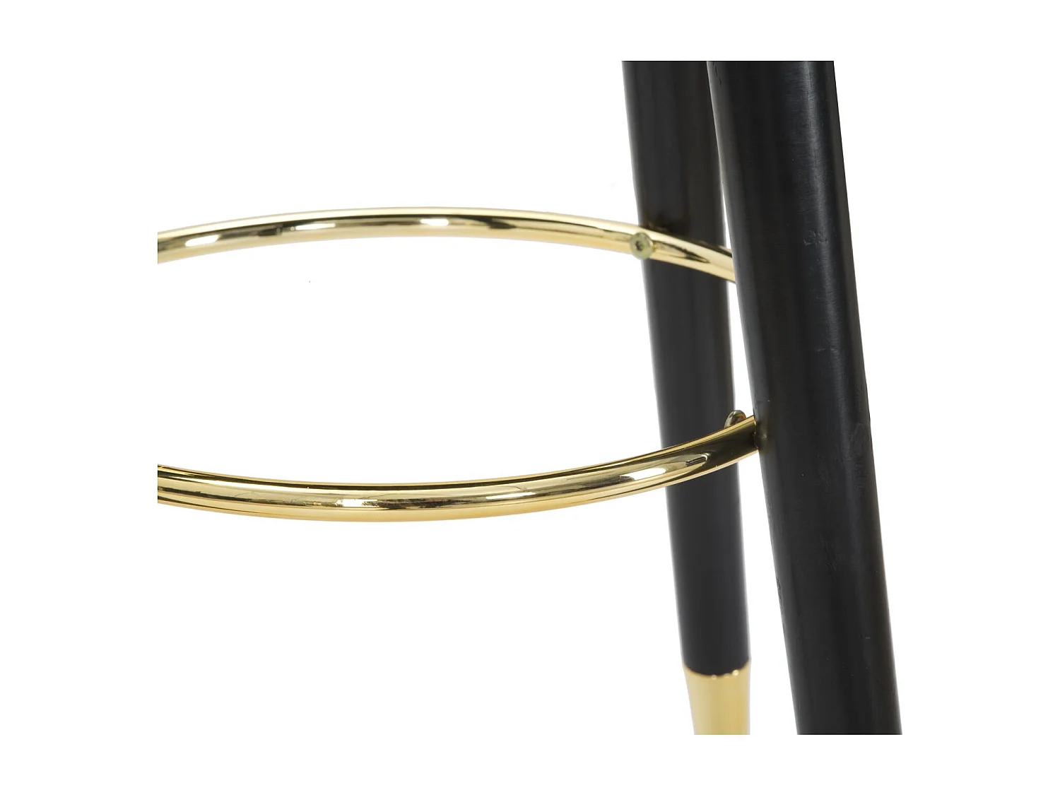 Sgabello bar rotondo in tessuto nero con gambe in legno Ø cm 35x74