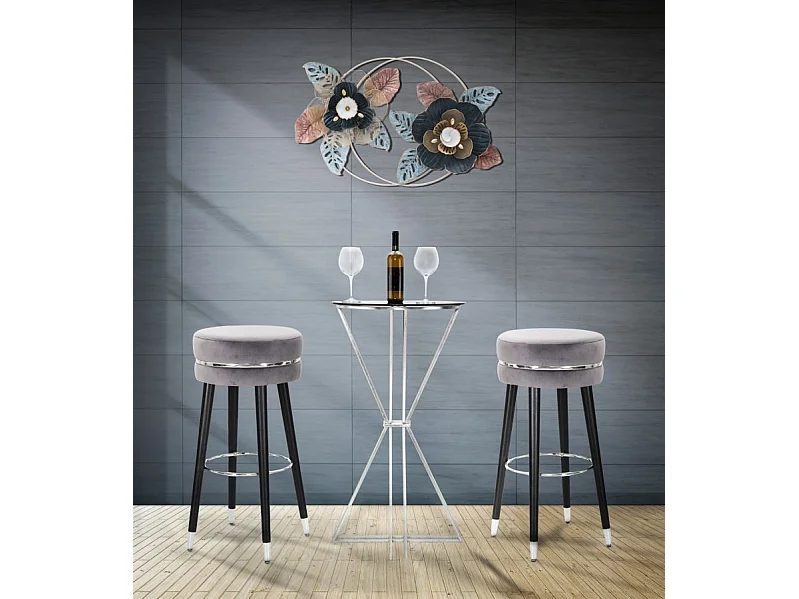 Tabouret de Bar Design "Paris" 74cm Gris & Argent