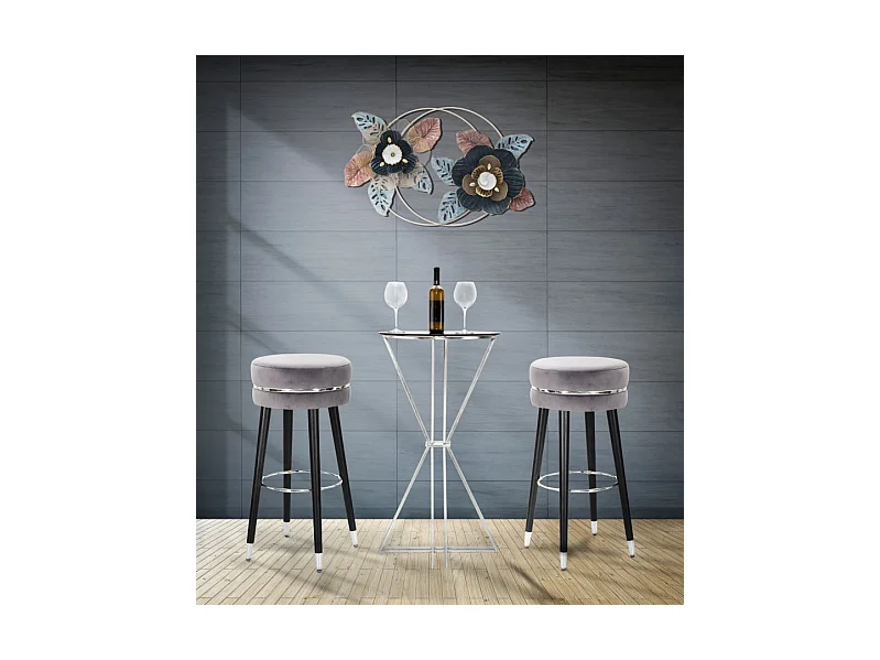 Tabouret de Bar Design "Paris" 74cm Gris & Argent