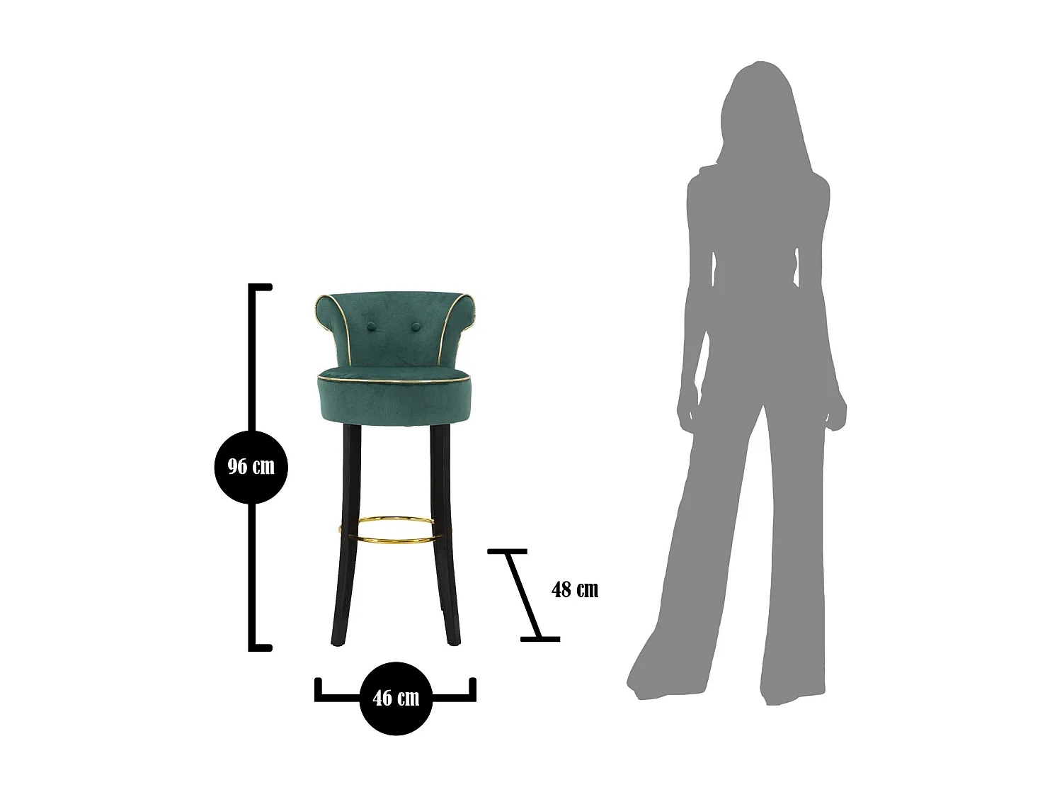 Tabouret de Bar en Velours "Luxy" 96cm Vert