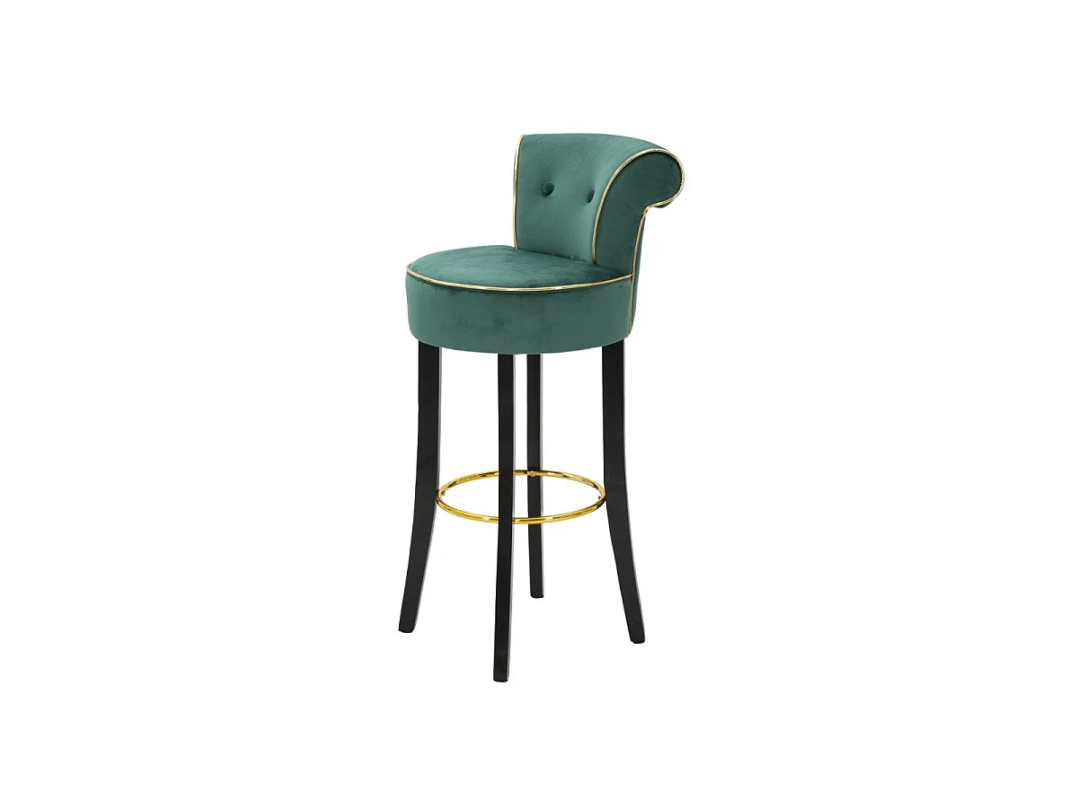 Groene stoffen kruk met rugleuning 46x48x96 cm