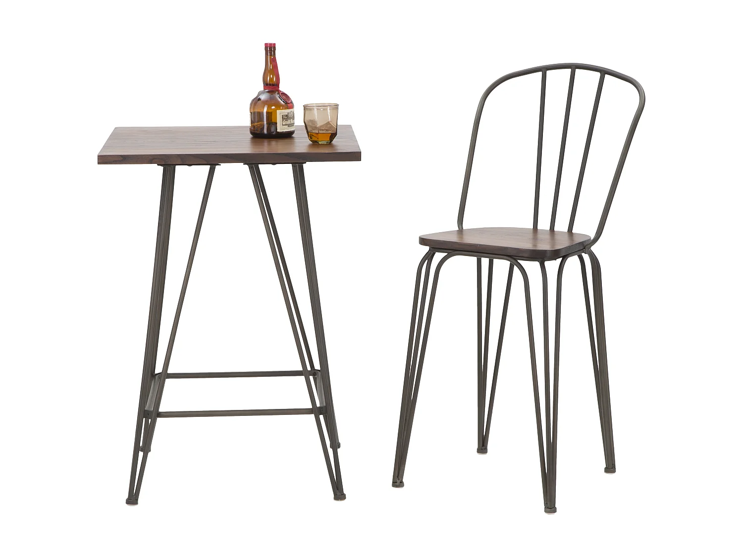 Lot de 2 Chaises de Bar Industriel "Harlem" 102cm Gris Foncé