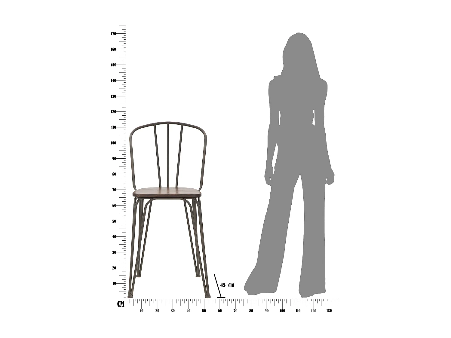 Lot de 2 Chaises de Bar Industriel "Harlem" 102cm Gris Foncé