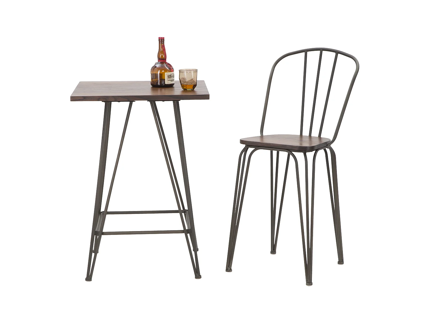 Lot de 2 Chaises de Bar Industriel "Harlem" 102cm Gris Foncé