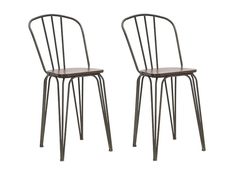 Lot de 2 Chaises de Bar Industriel "Harlem" 102cm Gris Foncé