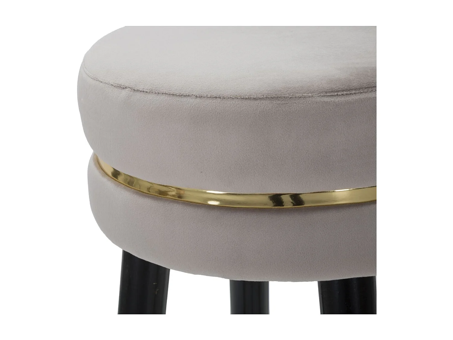 Sgabello bar rotondo in tessuto grigio con gambe in legno Ø cm 35x74