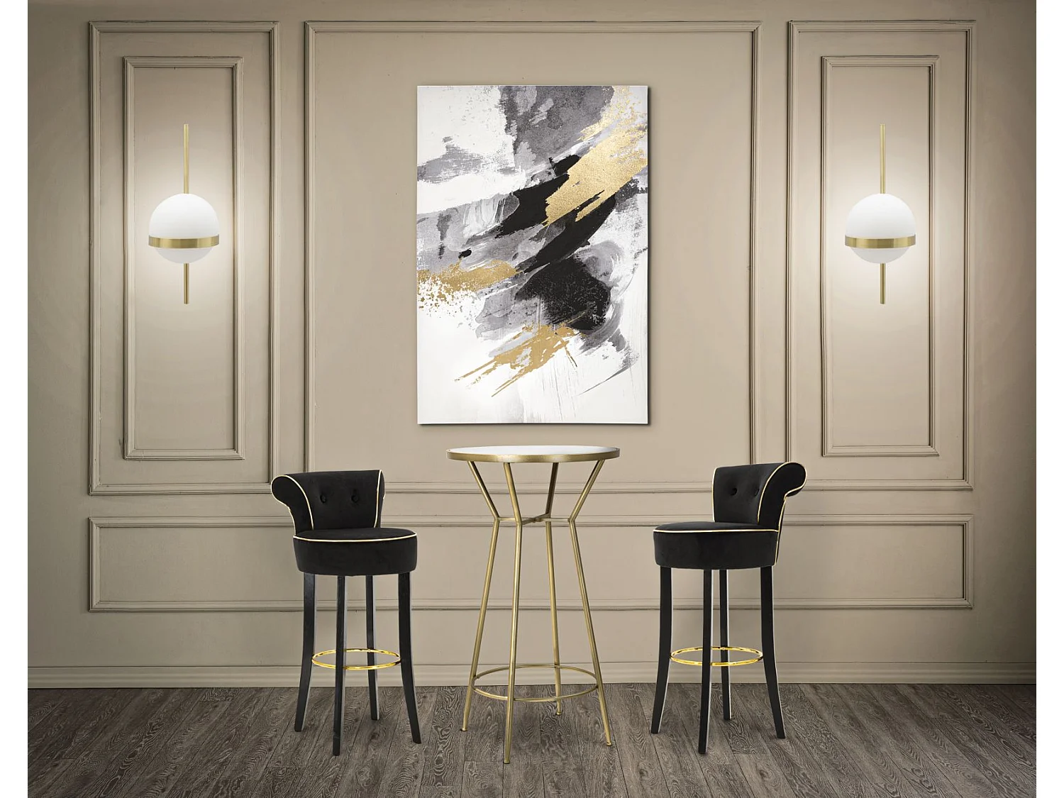 Tabouret de Bar en Velours "Luxy" 96cm Noir