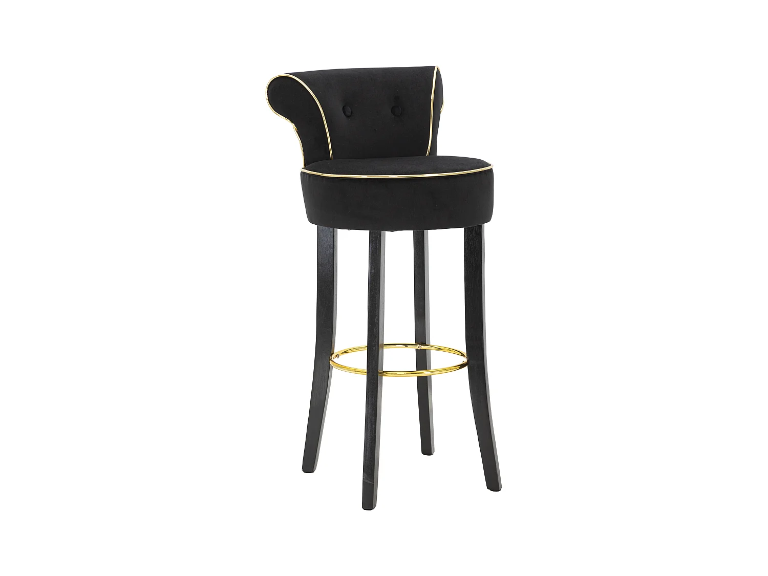 Sgabello in tessuto nero con schienale cm 46x48x96