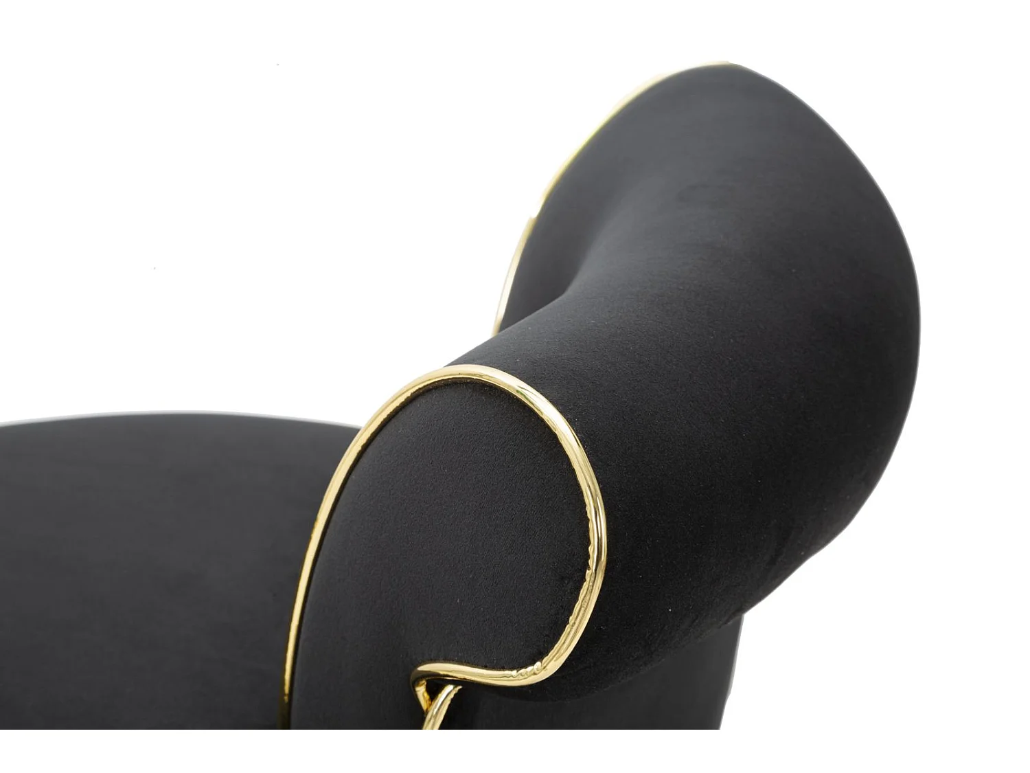 Taburete de bar Luxy de terciopelo sintético negro - 46x48x96 cm - Respaldo cómodo y reposapiés de metal dorado - Diseño glamuroso esencial