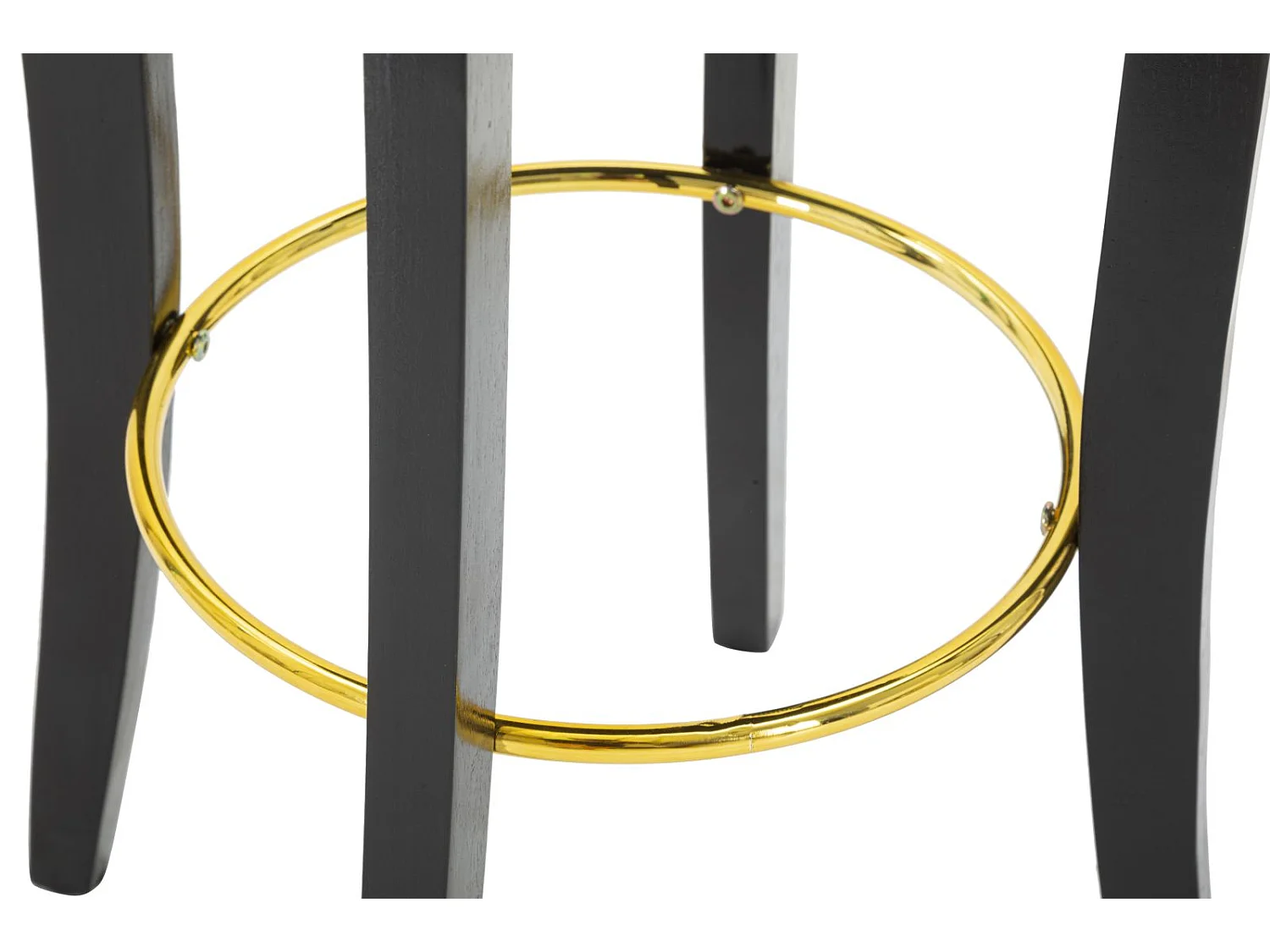 Taburete de bar Luxy de terciopelo sintético negro - 46x48x96 cm - Respaldo cómodo y reposapiés de metal dorado - Diseño glamuroso esencial