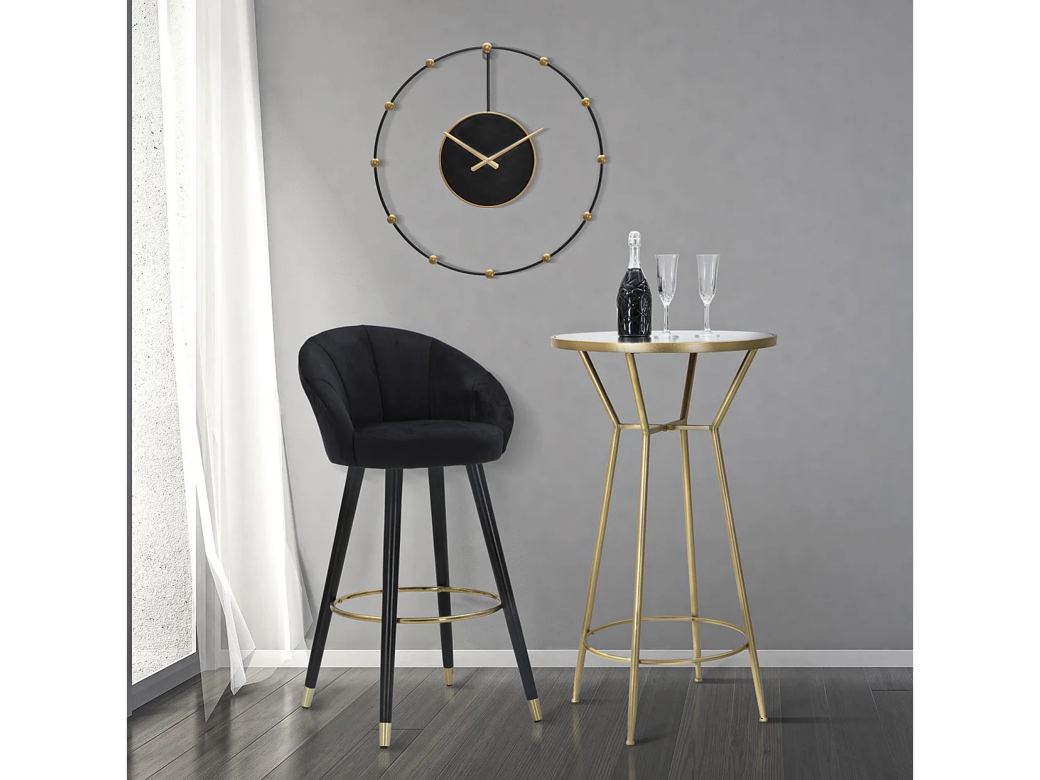 Tabouret de Bar Design "Prague" 104cm Noir