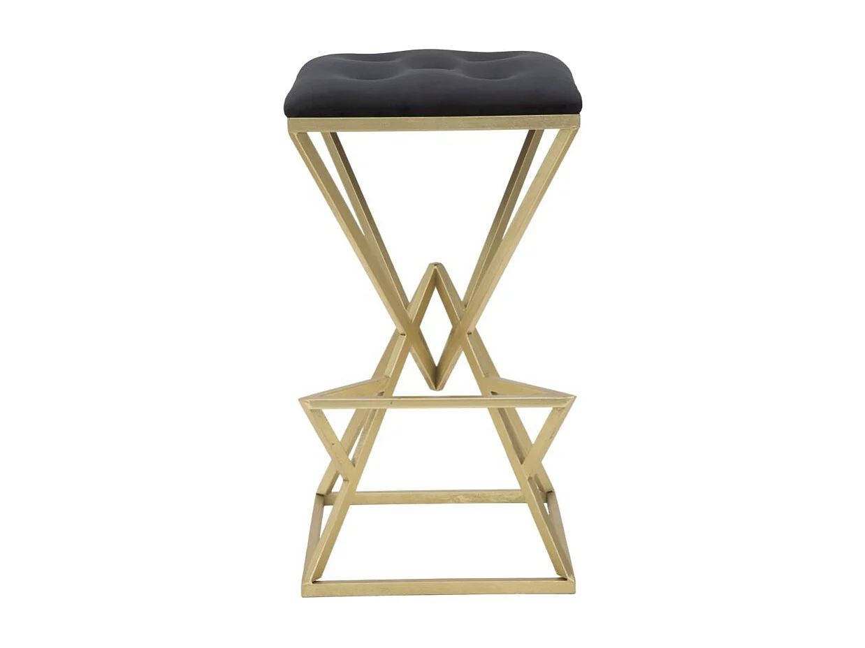 Tabouret de Bar Design "Pyramid" 75cm Noir & Or
