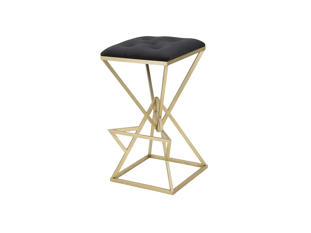 Tabouret de Bar Design "Pyramid" 75cm Noir & Or