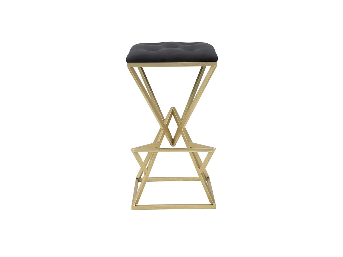 Tabouret de Bar Design "Pyramid" 75cm Noir & Or