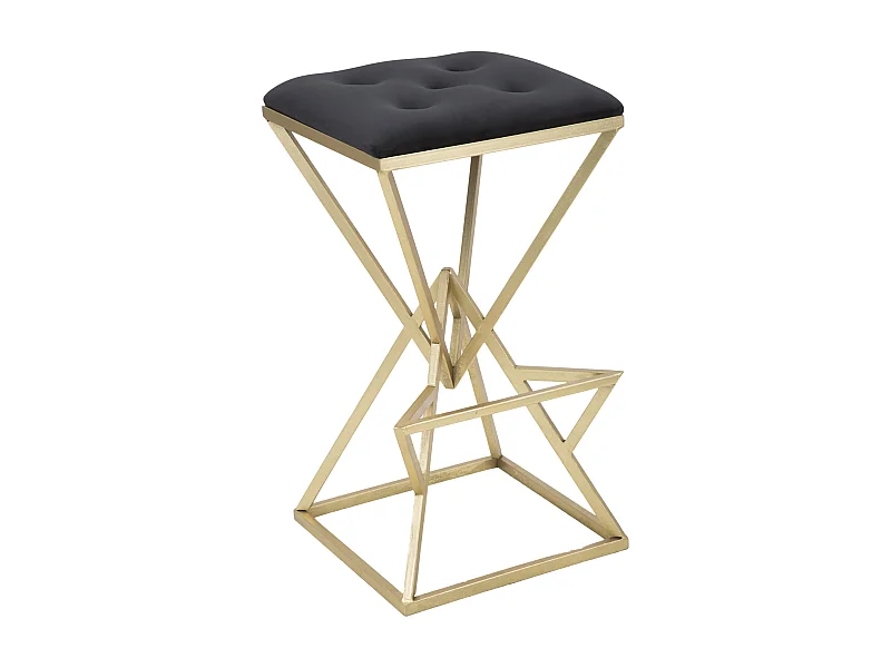 Tabouret de Bar Design "Pyramid" 75cm Noir & Or