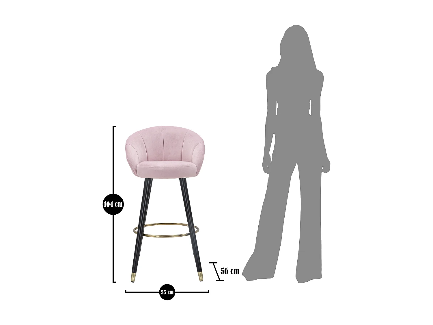 Tabouret de Bar Design "Prague" 104cm Rose