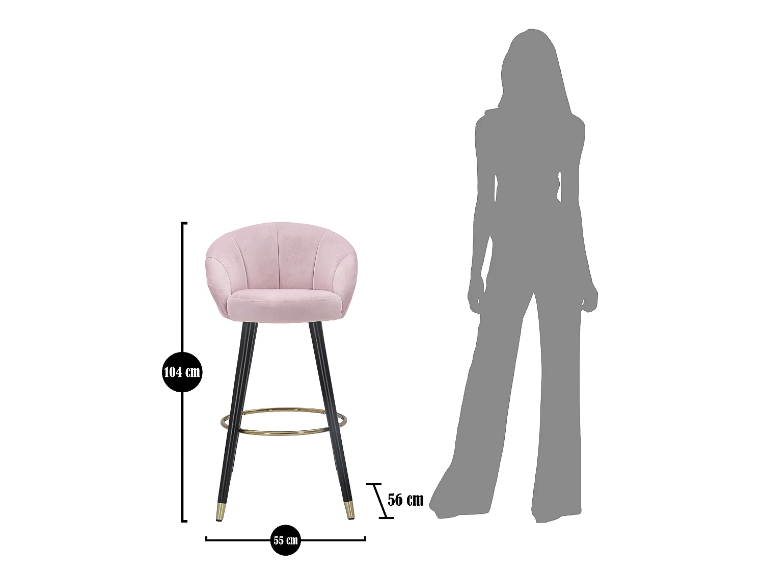 Tabouret de Bar Design "Prague" 104cm Rose