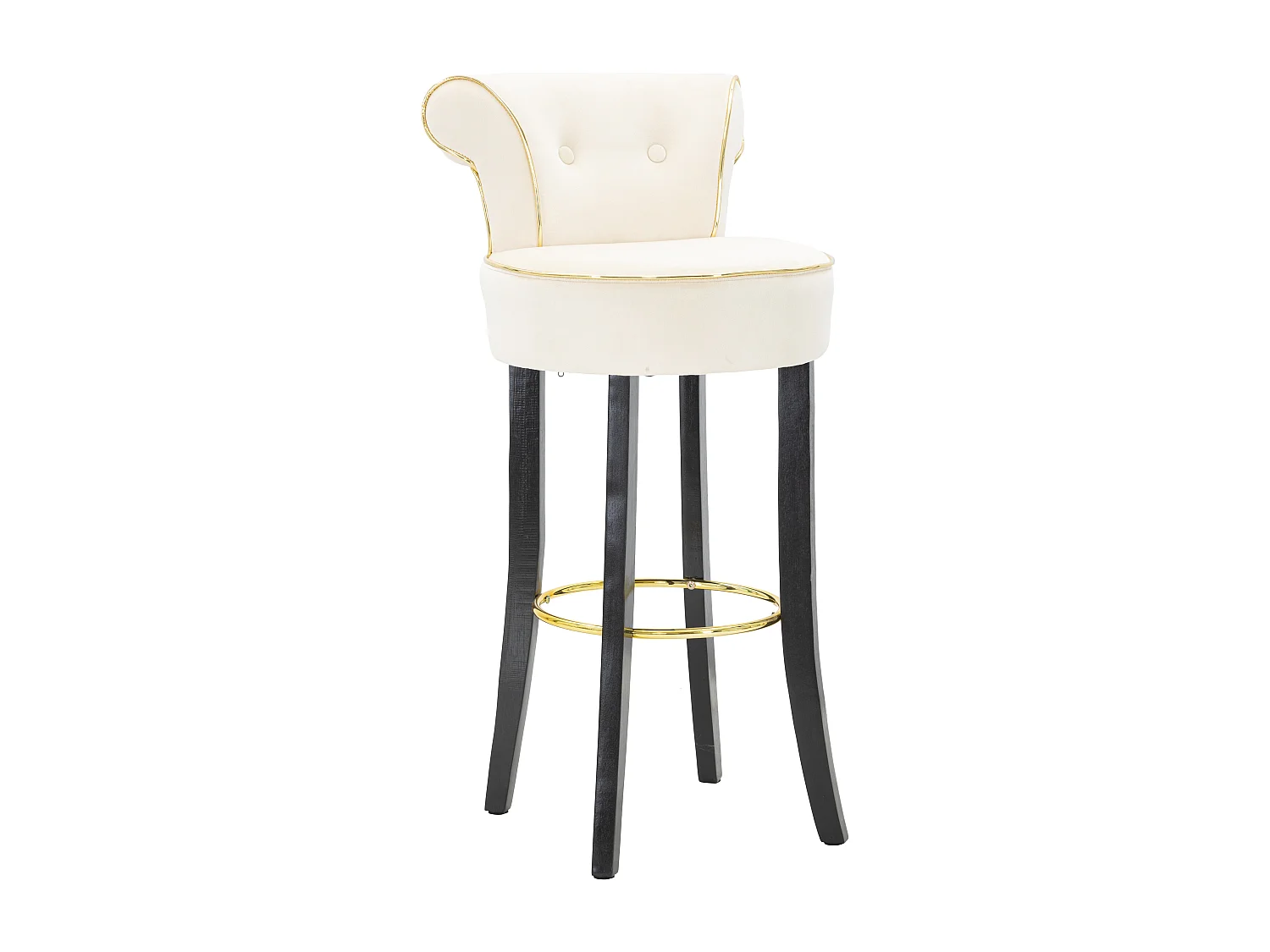 Tabouret de Bar en Velours "Luxy" 96cm Crème